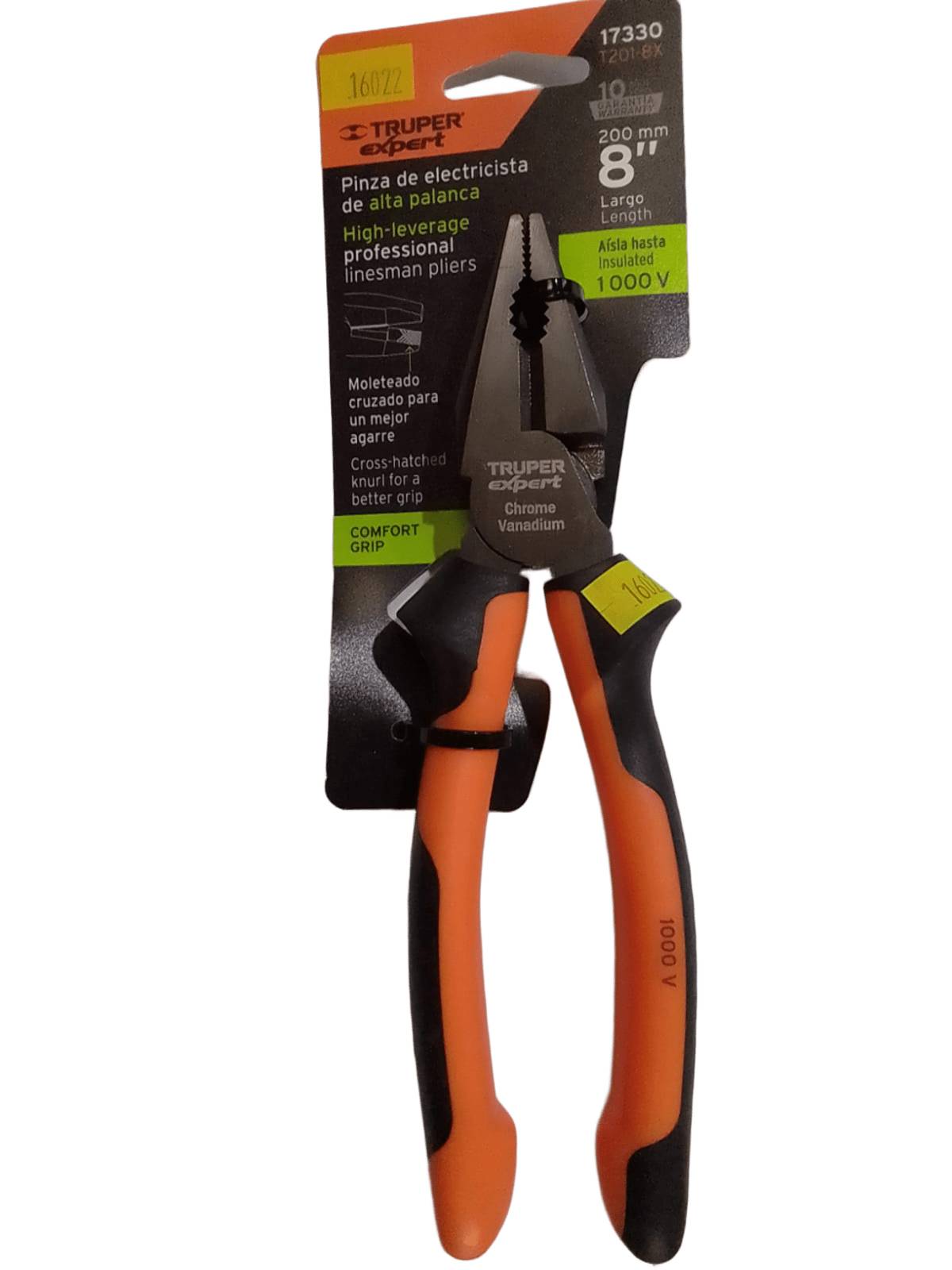Alicate de Electricista de Acero Cromo Vanadio Aislada 1000V 8 Pulgadas Truper Expert 17330