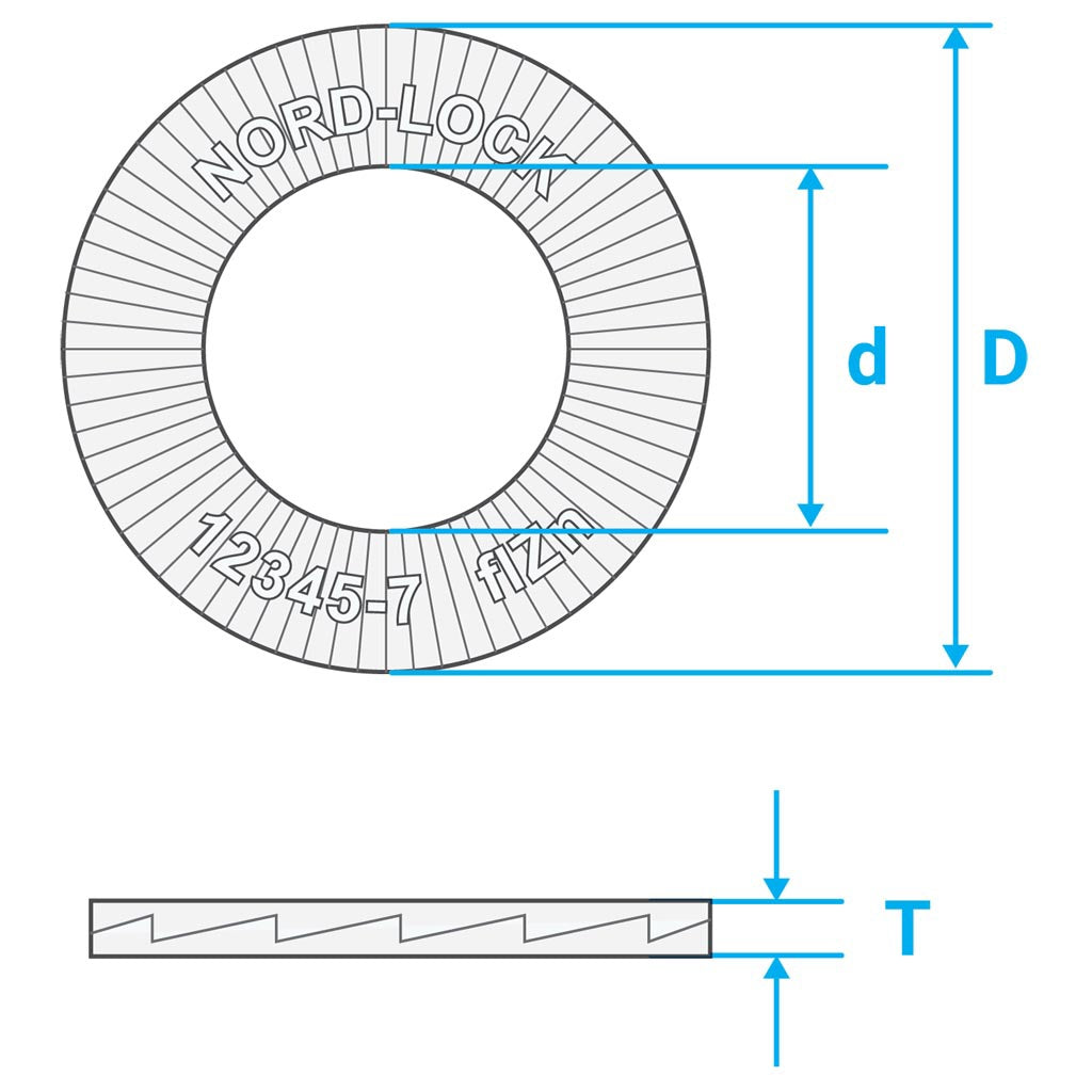 Arandela Nord-Lock NL3.5spss Acero Inoxidable para Tornillo M3.5 / #6 - Ø ext. 9mm (1 par)