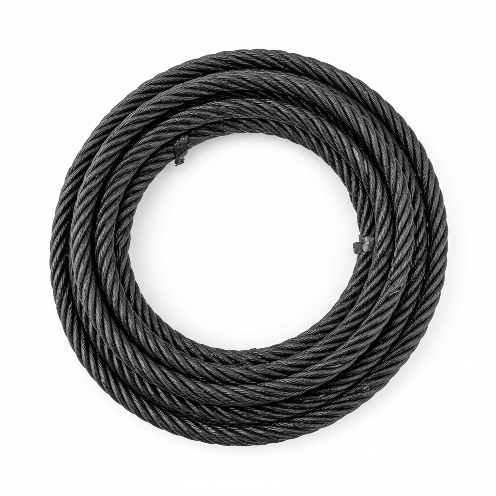 Cable de Acero BIP Negro Brillante 1" Alma de Acero 6x26 PRD (Metro)