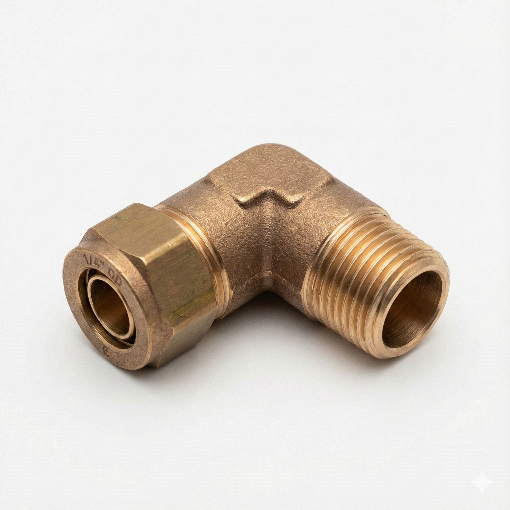 Codo de Bronce, 1/4" OD x 1/4" NPT