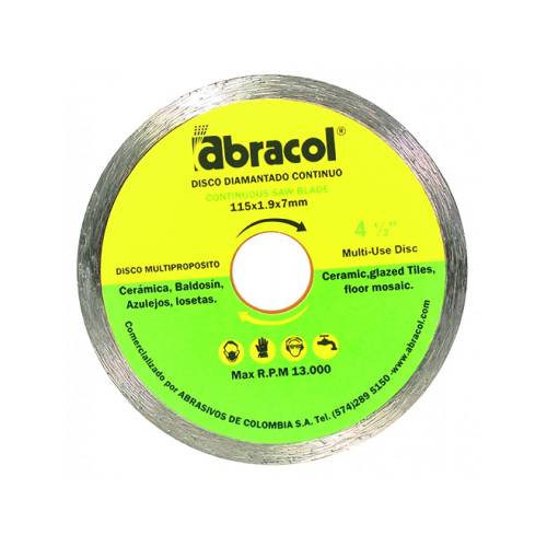 Disco Diamantado Continuo 4-1/2" x 7/8" Abracol