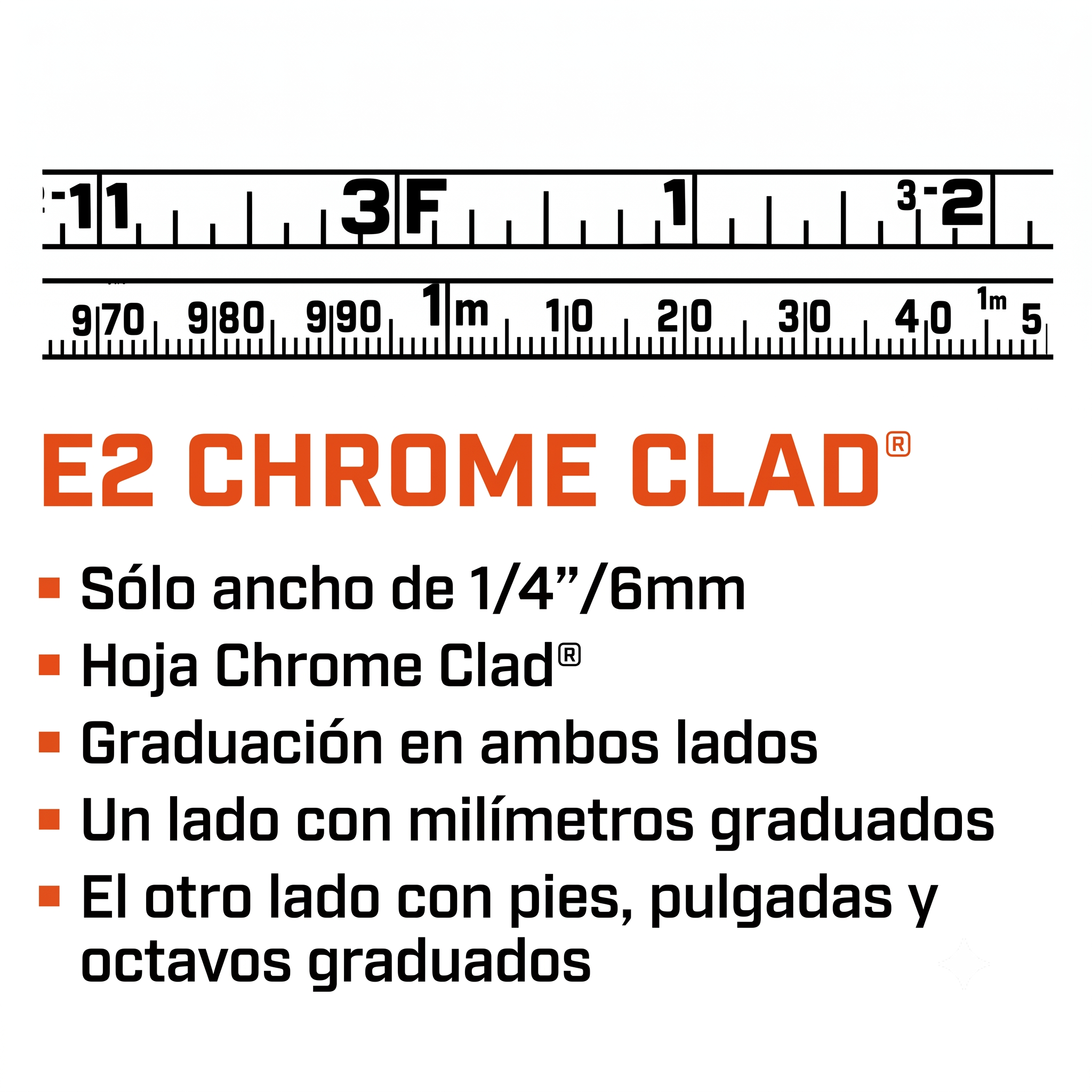 Cinta Metrica Derrick Lufkin C2276MEN Acero Chrome Clad 0.019 Pulgadas 1/4 Pulgada x 100 Pies 30 Metros