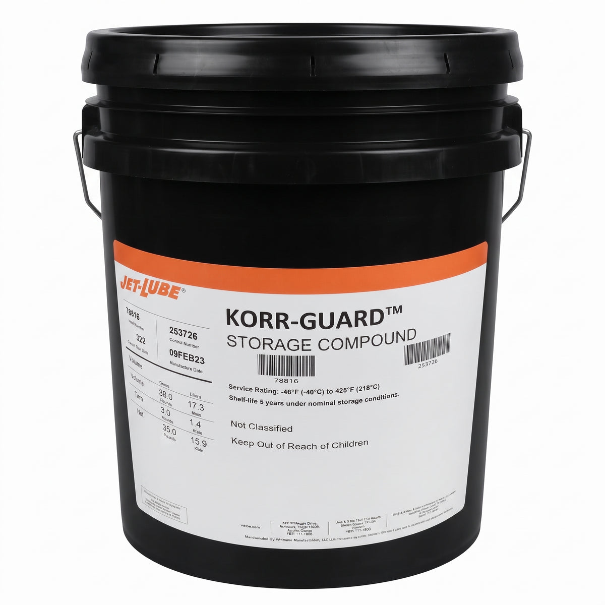 Korr-Guard Jet-Lube Compuesto Anticorrosivo para Tuberías Cuñete de 5 Galones