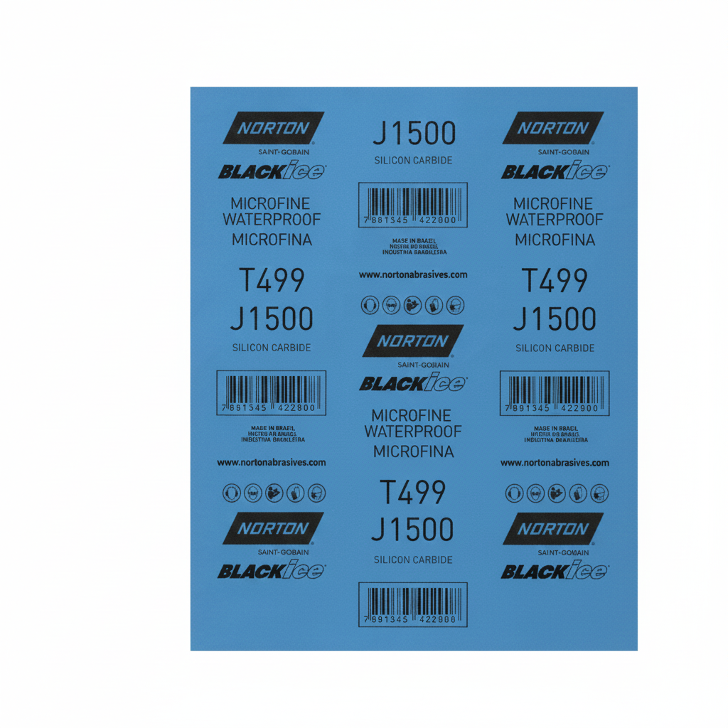 Lija de Agua Norton Black Ice T499 Grano 1200 - Hoja Microfina 230x280mm