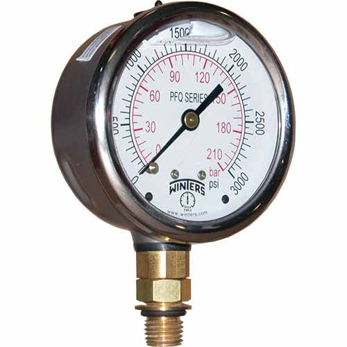 Manómetro Glicerina Winters PFQ803R1R11 Acero Inoxidable 2.5 Pulgadas CV 1/4 NPT 0-60
