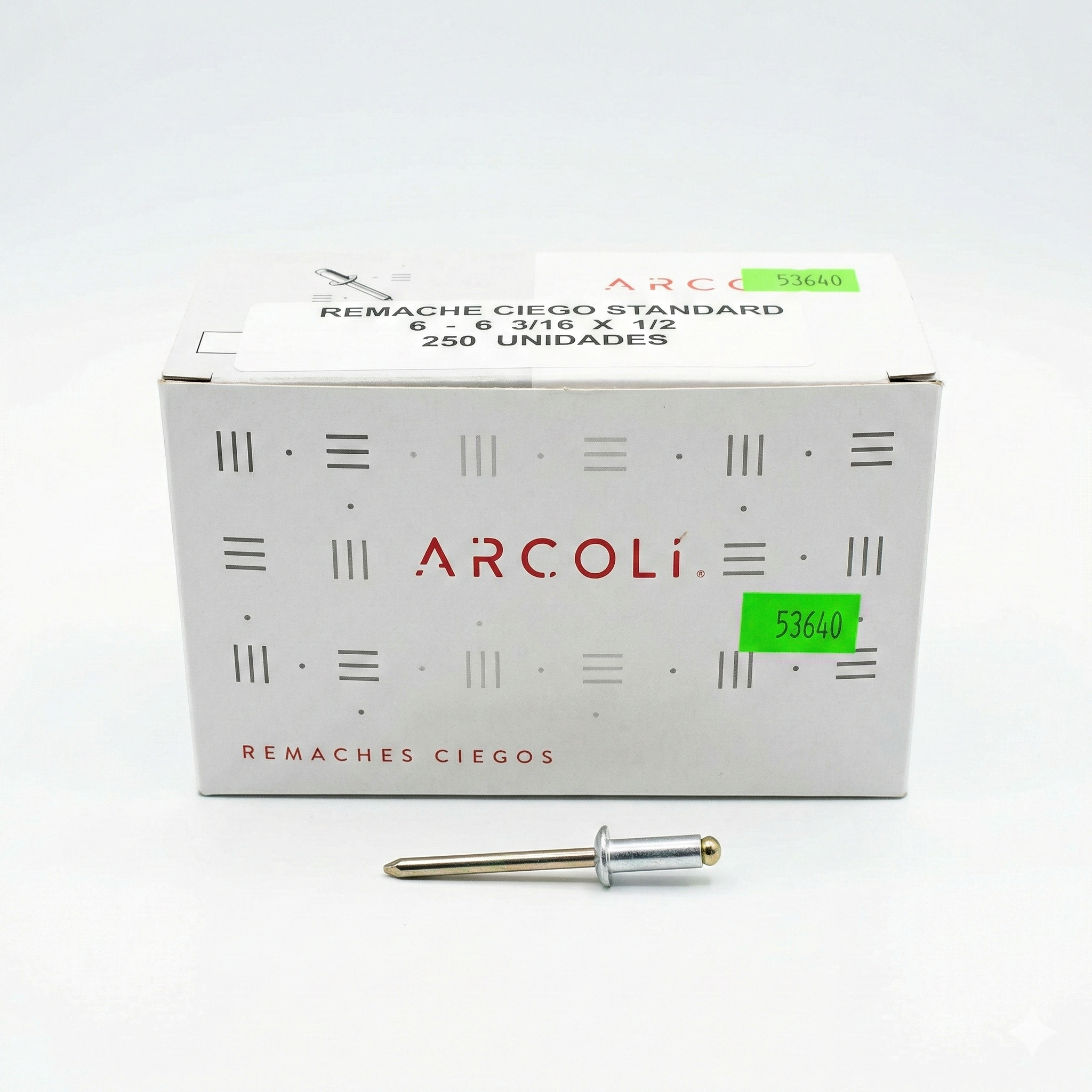 Remache Ciego Arcoli 6-6 de 3/16" x 1/2" - Caja por 250 Unidades