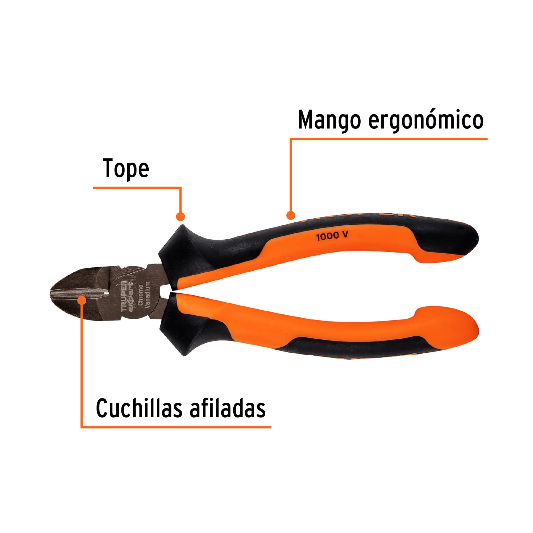 Pinza de Corte Diagonal de Alta Palanca Truper Expert Acero Cr-V 6 Pulgadas 150 mm