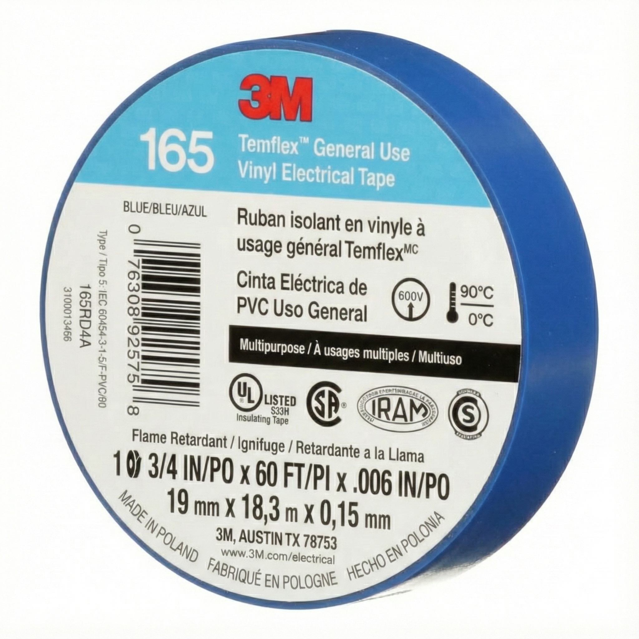 Cinta Aislante de Vinilo Temflex Azul 18m