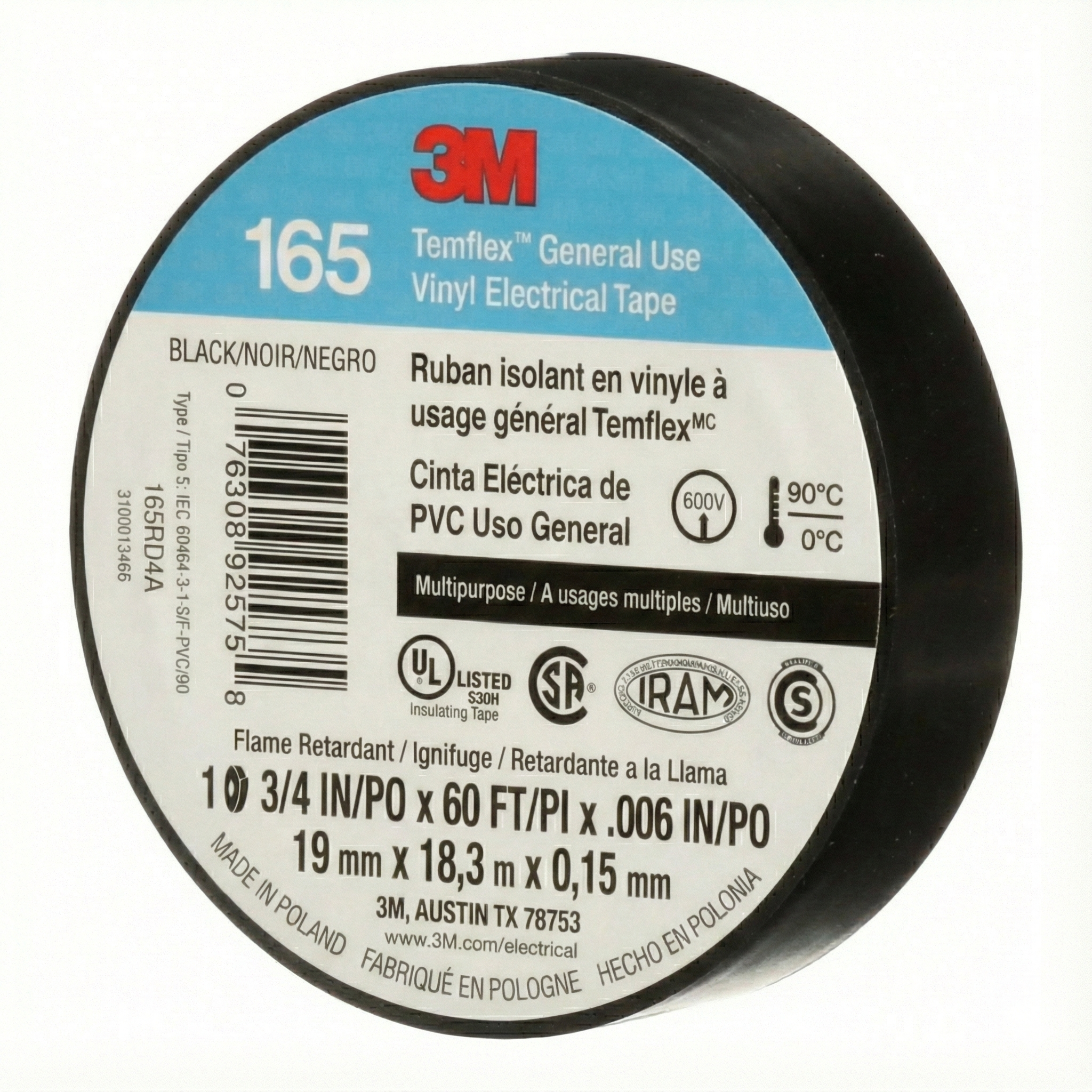 Cinta Aislante 3M Temflex 1700 Negra x 18 Metros