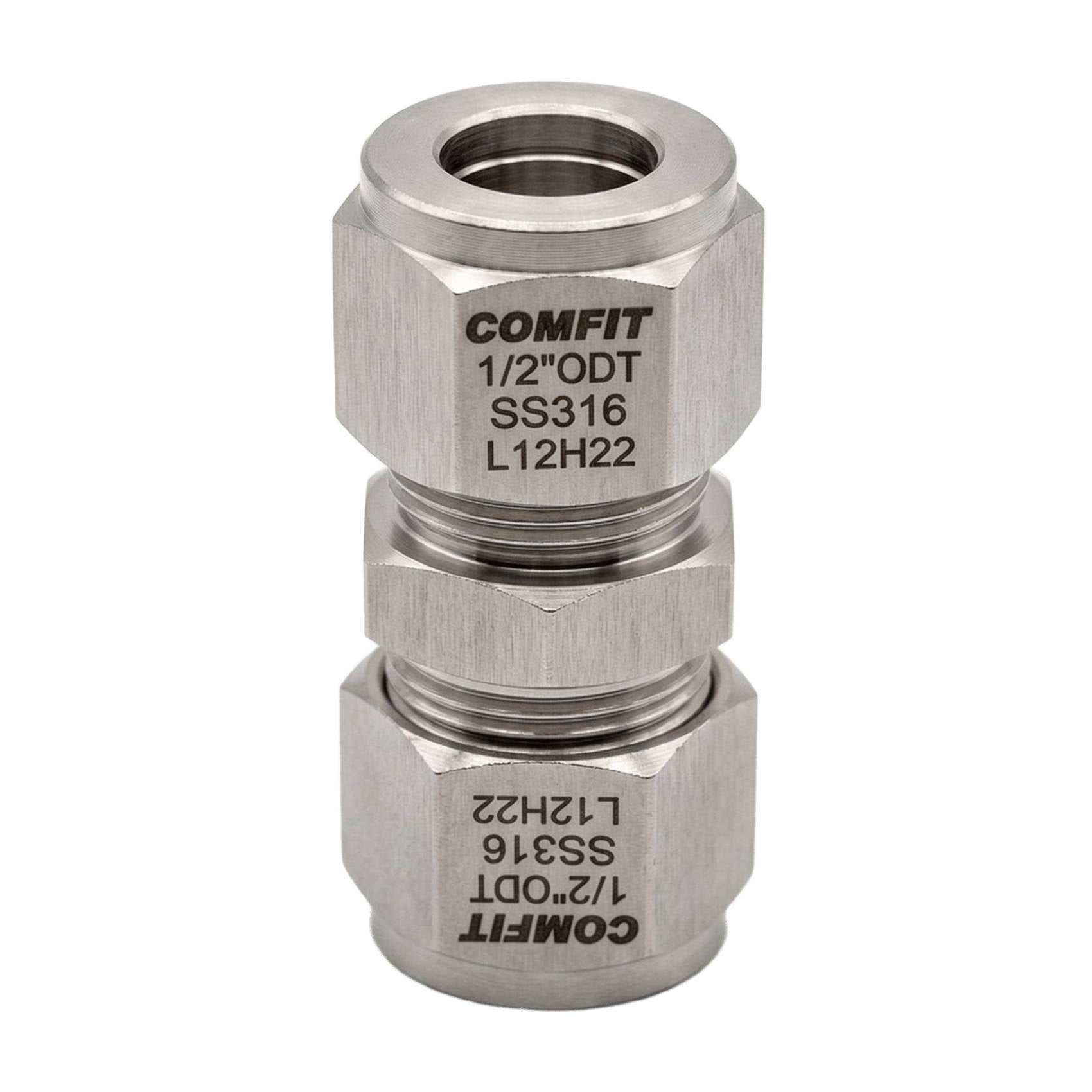 Unión Recta Acero Inoxidable 316 1/2" OD X 1/2" OD