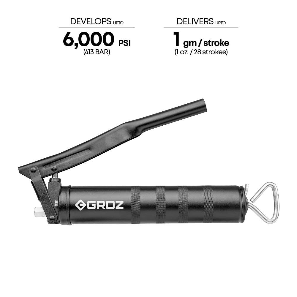 Engrasadora Manual de Palanca Acero 14 oz 500 cm3 6000 Psi Groz