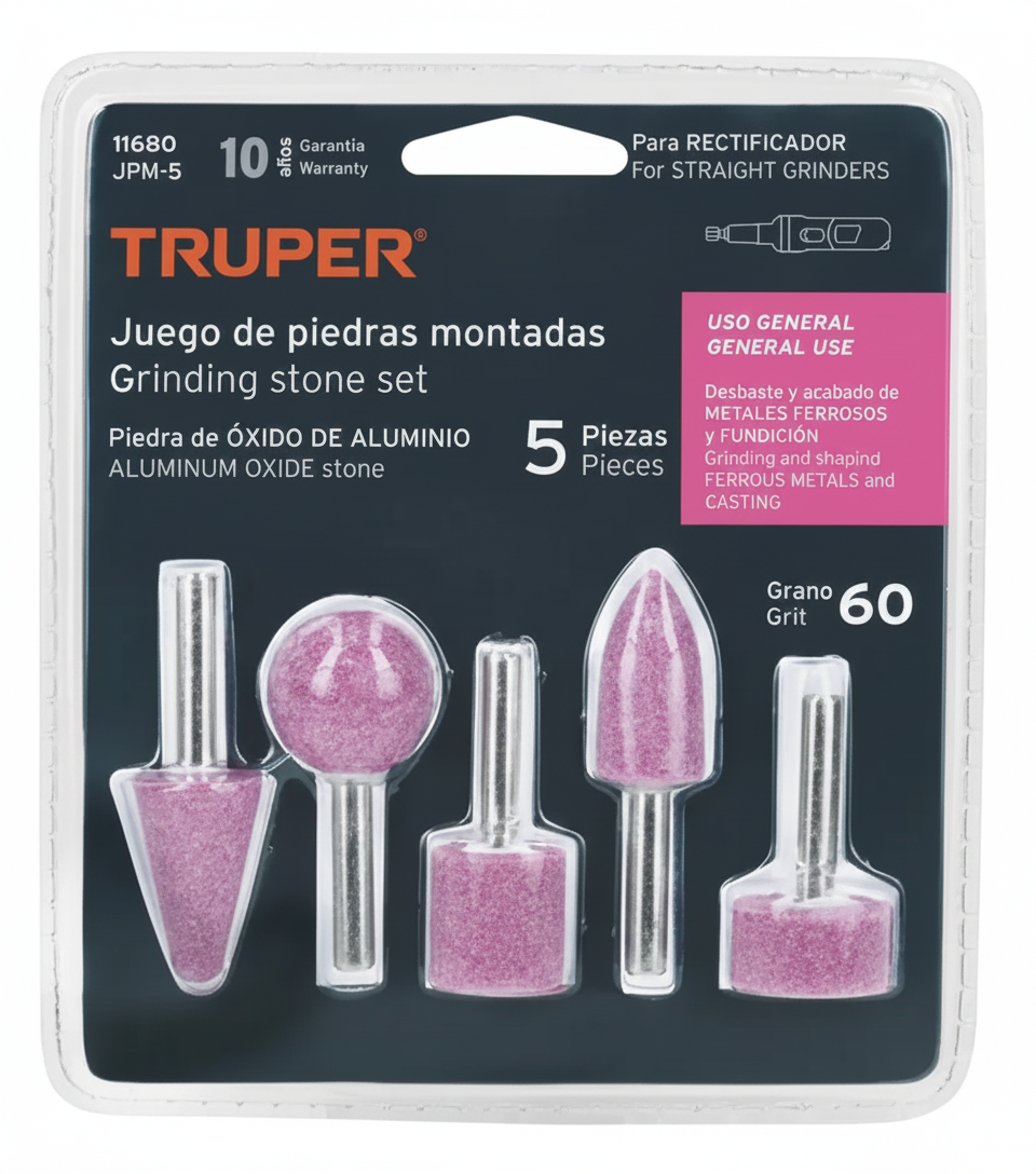 Piedra Punta Montada Juego 5 Piezas Truper