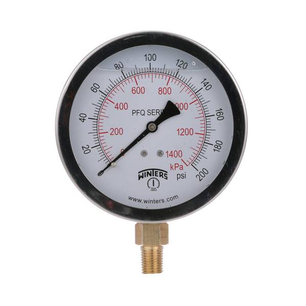 Manómetro Glicerina Winters PFQ781R1R11 Acero Inoxidable 4 Pulgadas CV 1/2 NPT 0-5000