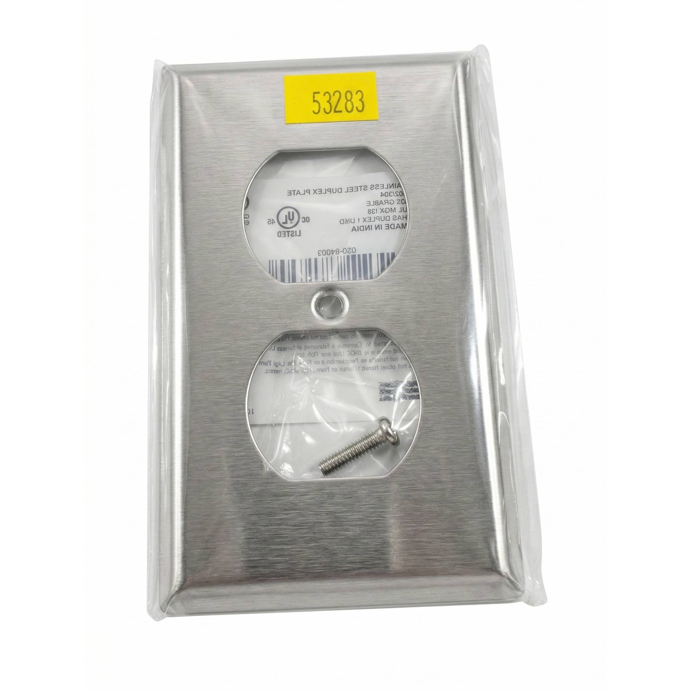 Tapa para Toma Corriente Doble en Acero Inoxidable Calibre 20 de 115 x 70 mm